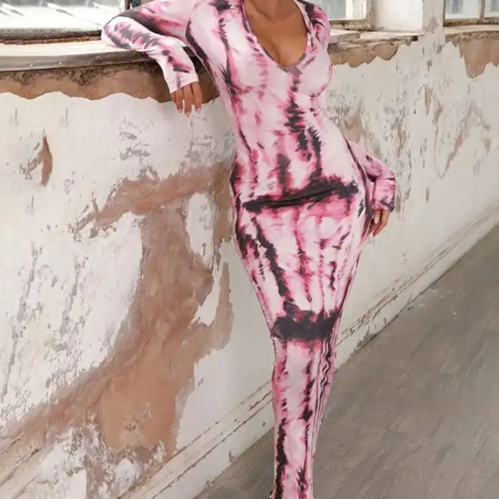 Out Of Stock Fashion Nova Pink and Brown Tie-Dye Dress Never Worn.